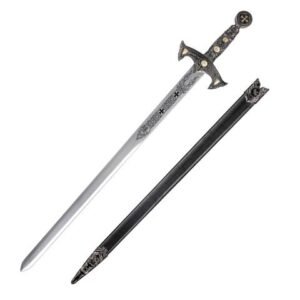 Fantasy Cosplay Cosplay Sword - Antique Silver Medieval Crusader Knights Style, 85 cm