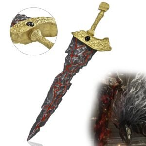 Elden Ring Cosplay Sword - Maliketh Black Fiberglass Weathered Finish Style, 51 in