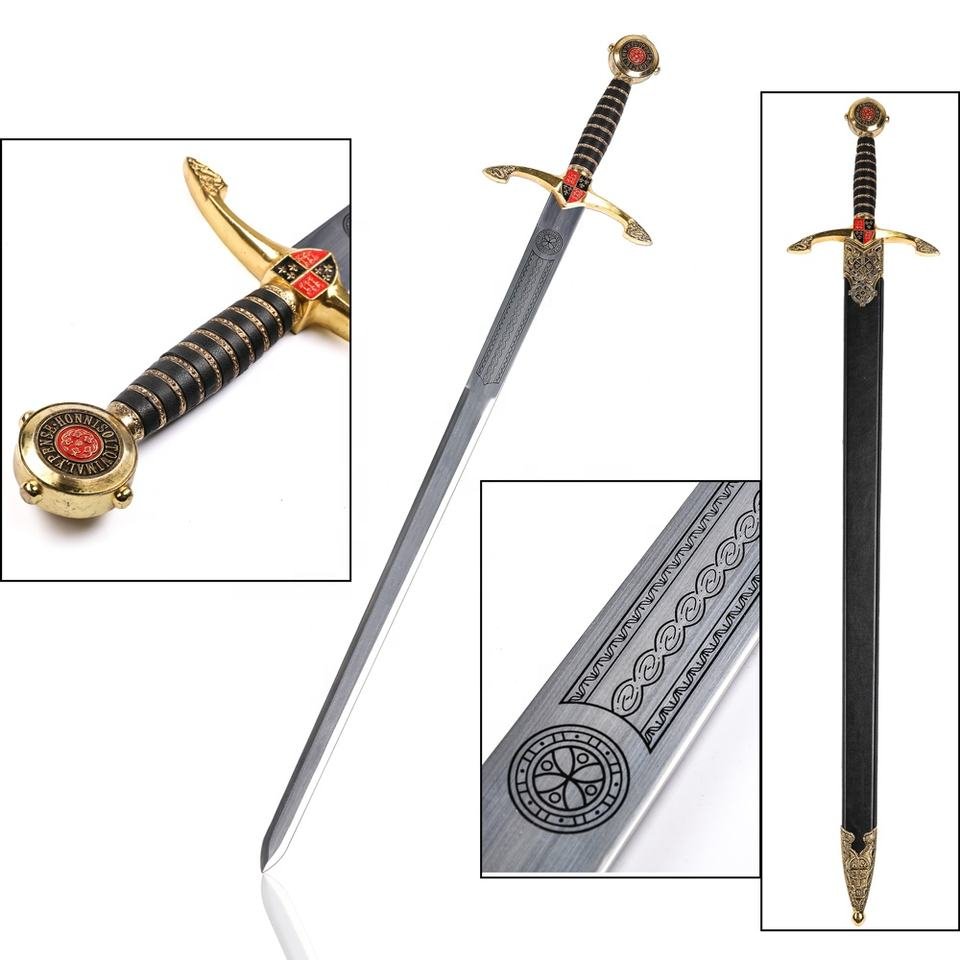 H06f9c14cfd574b7880234854c1b529fd7.jpg_960x960q80.jpg Black Prince Style Unsharpened Decorative Medieval Sword with Sheath
