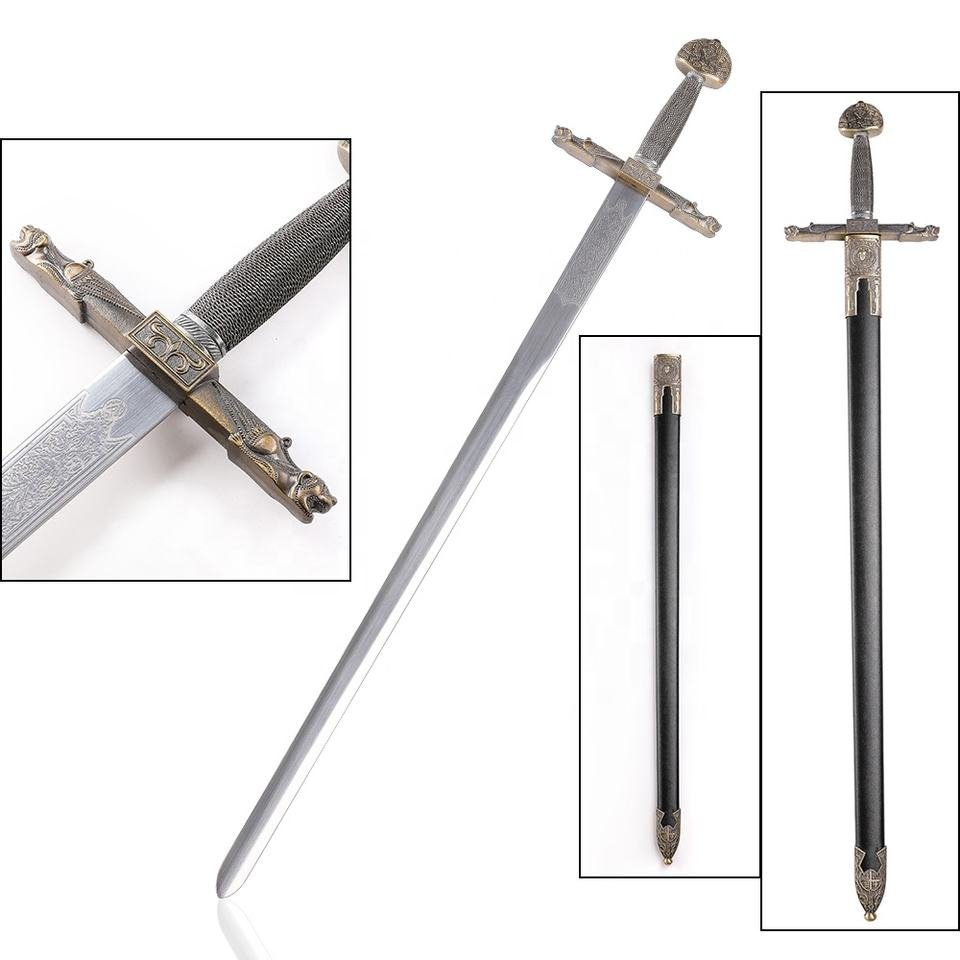 H3ba8456985644fbab0a295d26ae33264r.jpg_960x960q80.jpg Charlemagne Style Unsharpened Decorative Medieval Sword with Sheath