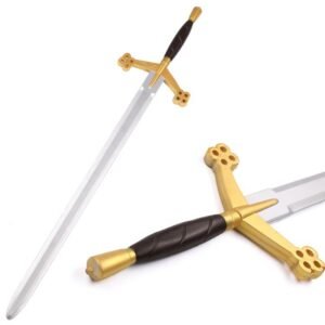 110cm PU Foam Highland-Style Claymore Sword with Gold-Tone Guard for Wholesale