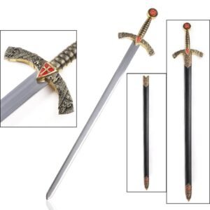 Crusader Knight Style Unsharpened Decorative Medieval Sword with Sheath - Ref 767669
