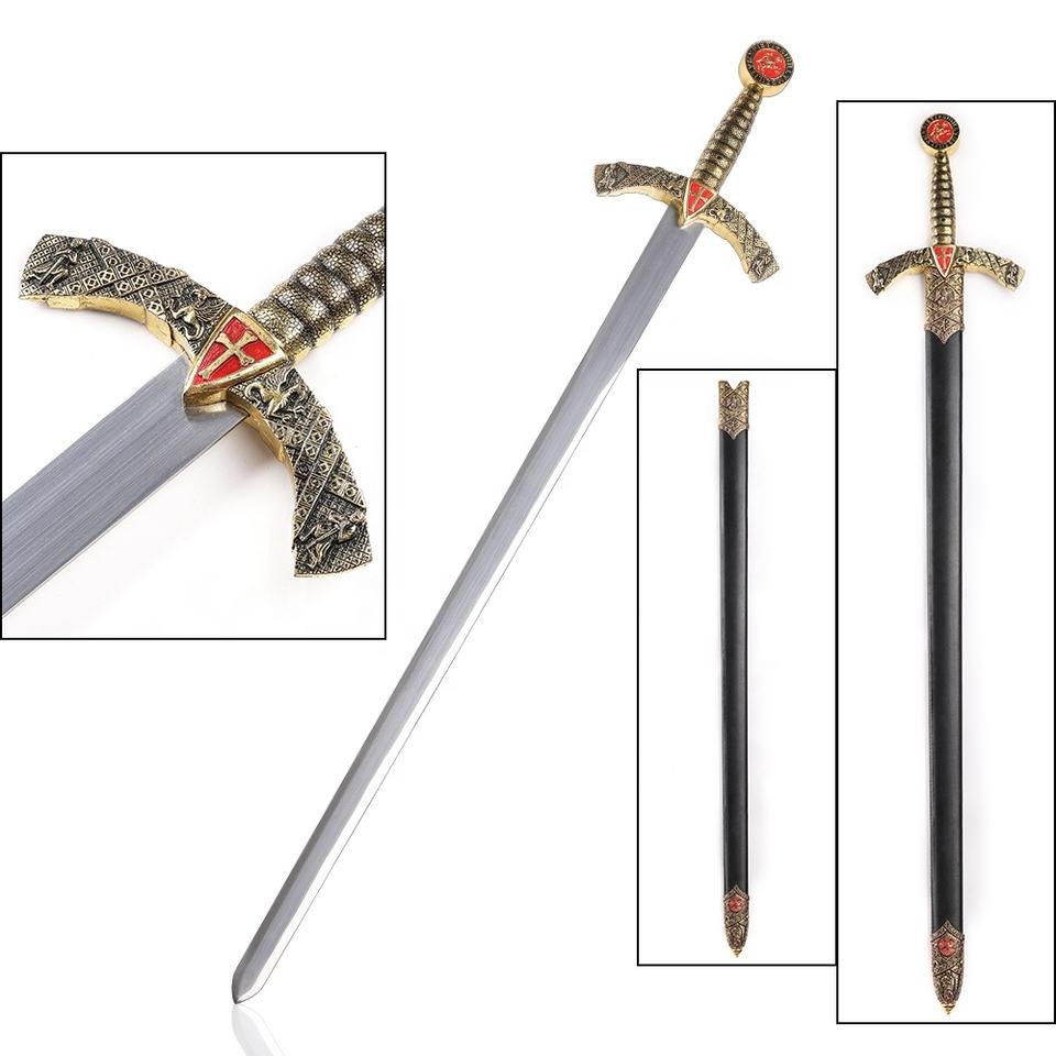H6da78bbb41424a308a50910fde100d653.jpg_960x960q80.jpg Crusader Knight Style Unsharpened Decorative Medieval Sword with Sheath - Ref 767669