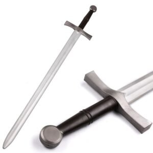 110cm PU Foam Medieval-Style Sword with Silver-Tone Curved Crossguard for Wholesale