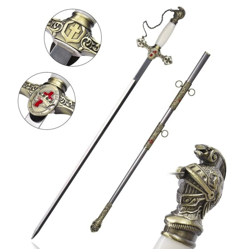 Crusader Knight Style 97cm Unsharpened Decorative Medieval Sword with Sheath