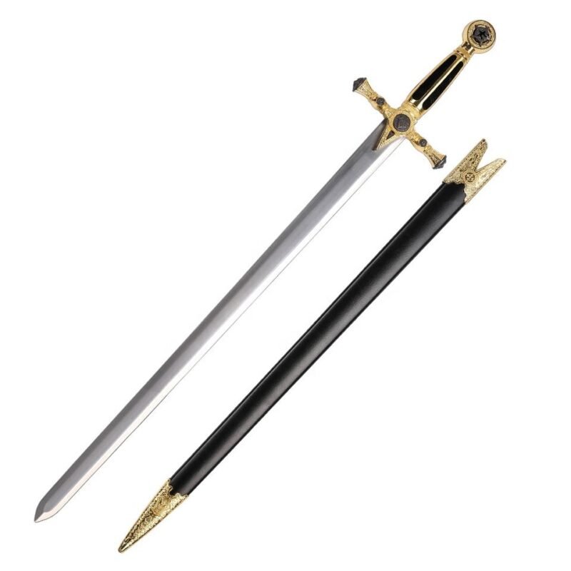 Masonic Ceremonial Style 85cm Unsharpened Decorative Medieval Sword with Sheath - Ref 393538