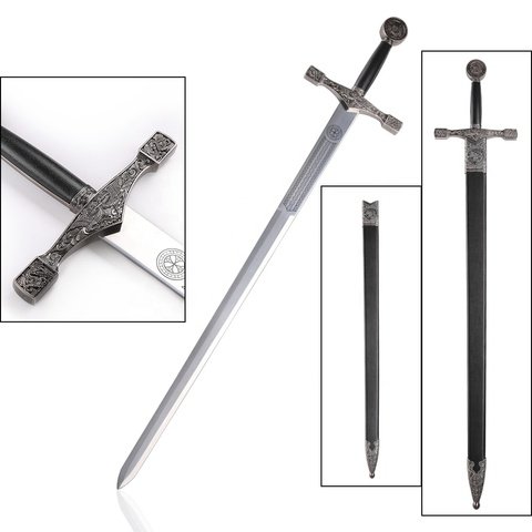 Fantasy Cosplay Long Sword - Medieval King Arthur Silver Excalibur Style
