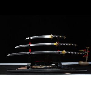 Japanese-style three-piece katana sword set for wholesale display