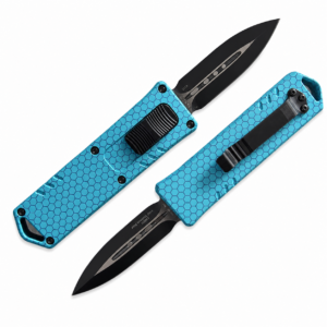 Arctic Cyan Navy Hex Grid OTF Automatic Knife