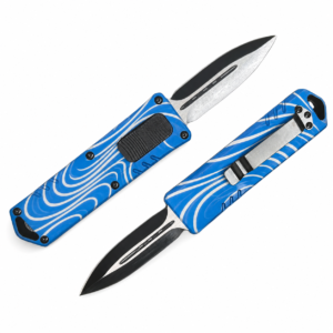 Azure White Kinetic Spirals OTF Automatic Knife