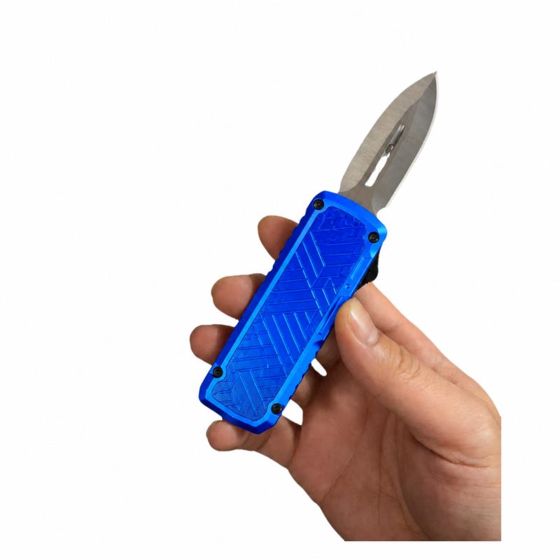 Electric Blue Geometric Folding Utility Knife