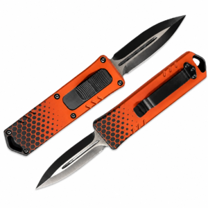 Ember Orange Black Honeycomb Fade OTF Automatic Knife
