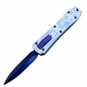 Arctic Cracked Ice mini OTF automatic knife with blue blade