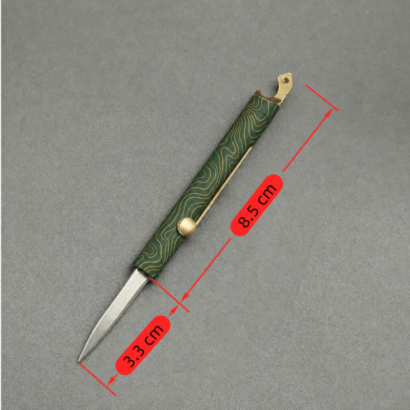 Forest Sand Topographic pen-style OTF automatic knife with cylindrical housing and side button