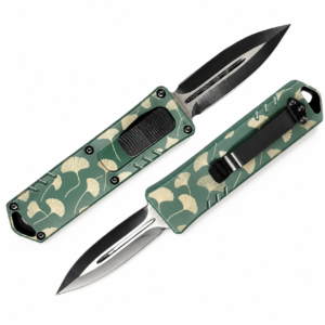 Jade Cream Ginkgo Leaves OTF Automatic Knife