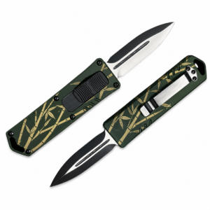 Moss Gold Bamboo Segments OTF Automatic Knife
