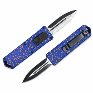 Cobalt Orange Memphis Squiggles OTF Automatic Knife