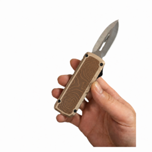 Titan Desert Tan Topographic OTF Automatic Knife - Double Edge wholesale | TOP KNIVES LLC