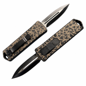 Sand Black Broken Triangle Tessellation OTF Automatic Knife
