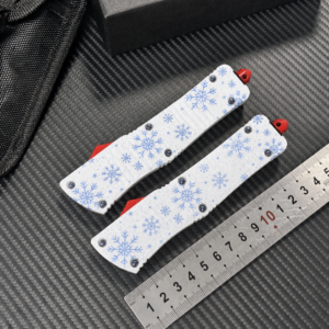 Frost White Snowflake heavyweight zinc alloy OTF automatic knife pair