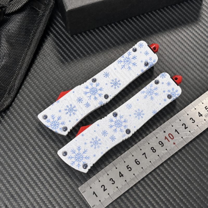 Frost White Snowflake heavyweight zinc alloy OTF automatic knife pair