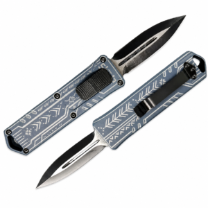 Slate Blue White Nordic Bands OTF Automatic Knife