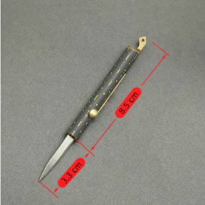 Charcoal Lime Segments pen-style OTF automatic knife with cylindrical housing and side button
