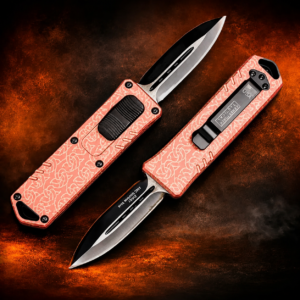 Coral Cream Ribbon Knots Double-Action OTF Automatic Knife