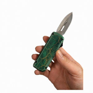 Titan Emerald Marble Gold OTF Automatic Knife - Double Edge wholesale | TOP KNIVES LLC