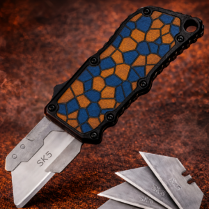 Amber Navy Stained Glass OTF Utility Knife