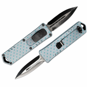 Ice Gray Turquoise Raindrop Lattice OTF Automatic Knife