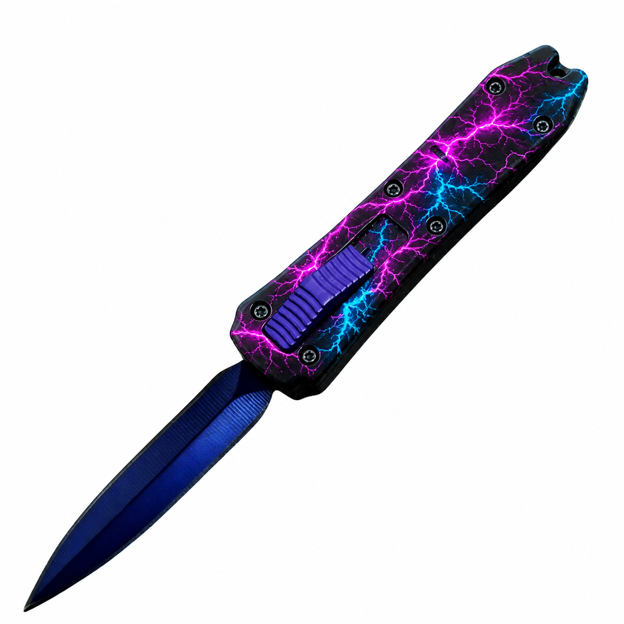 Neon Lightning Mini OTF Automatic Knife Neon Lightning mini OTF automatic knife with blue blade