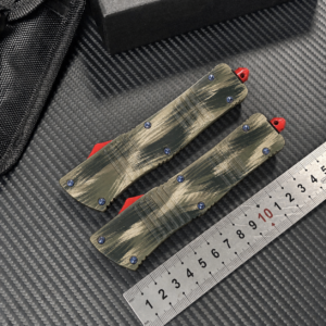 Olive Khaki Brushstroke heavyweight zinc alloy OTF automatic knife pair