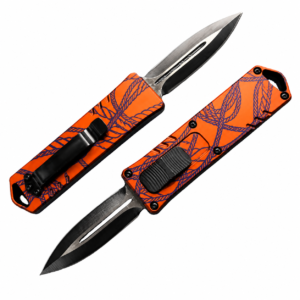 Tangerine Indigo Twisted Rope Lines OTF Automatic Knife
