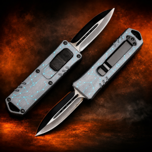 Silver Turquoise Constellation Dots Double-Action OTF Automatic Knife