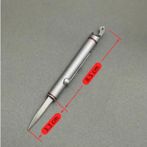 Titanium Black Red Rings pen-style OTF automatic knife with cylindrical housing and side button