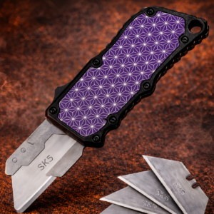 Violet White Starburst Tiles OTF Utility Knife