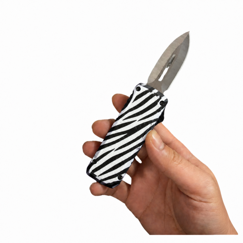 White Black Zebra Pattern Folding Utility Knife
