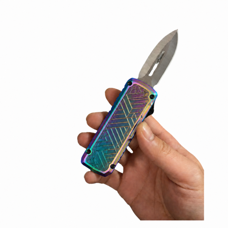 Rainbow Oil Slick Folding Utility Knife