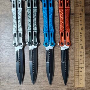 Textured Relief Handle Butterfly Knife - 5 Colors