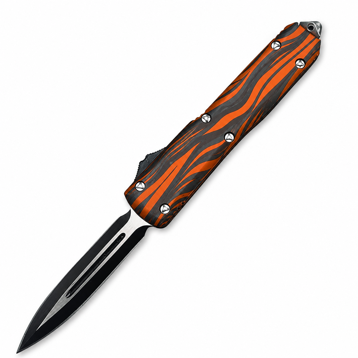 Orange Graphite Tiger Heavy-Duty Dual-Action OTF Knife Orange Graphite Tiger Heavy-Duty Dual-Action OTF Knife full-handle product view