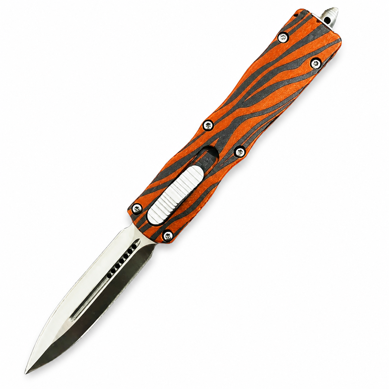 Orange Graphite Tiger Small Tactical OTF Knife Orange Graphite Tiger Small Tactical OTF Knife full-handle product view