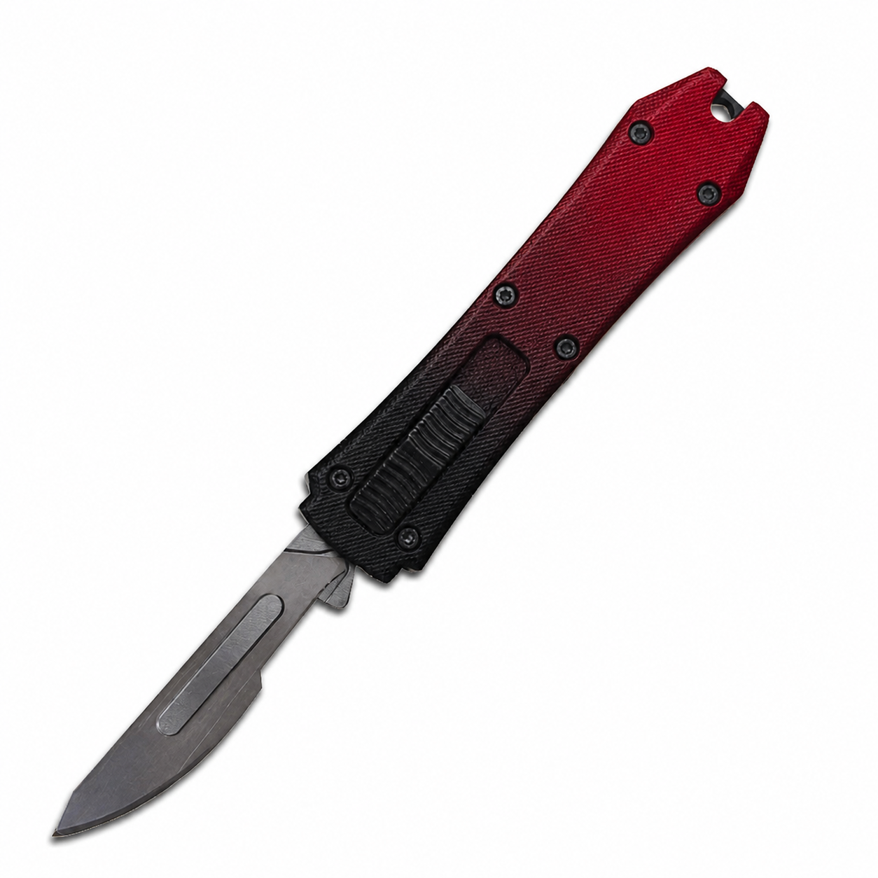 Crimson Black Gradient Matrix Mini Removable-Blade OTF Scalpel Crimson Black Gradient Matrix Mini Removable-Blade OTF Scalpel full-handle product view