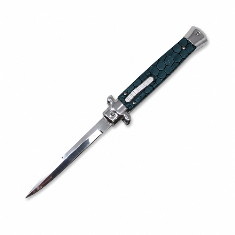 Teal Black Hex 11-Inch Dual-Action OTF Stiletto full-handle product view
