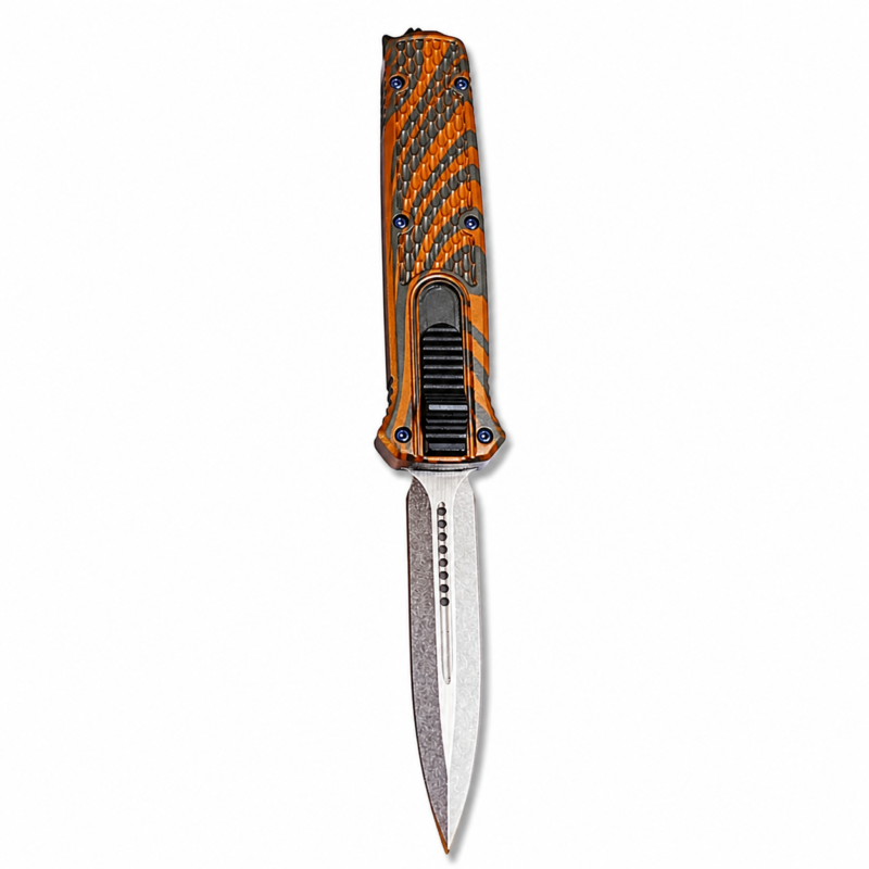 Orange Graphite Tiger 5.5-Inch Automatic OTF Knife full-handle product view