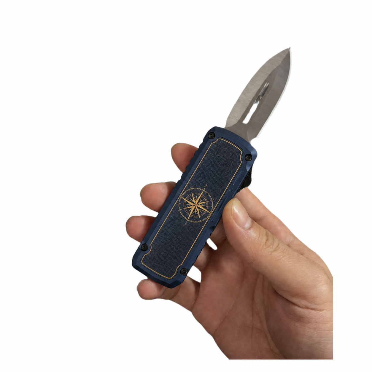 Matte Navy Compass Rose OTF Automatic Knife Matte Navy Compass Rose double-edge OTF automatic knife
