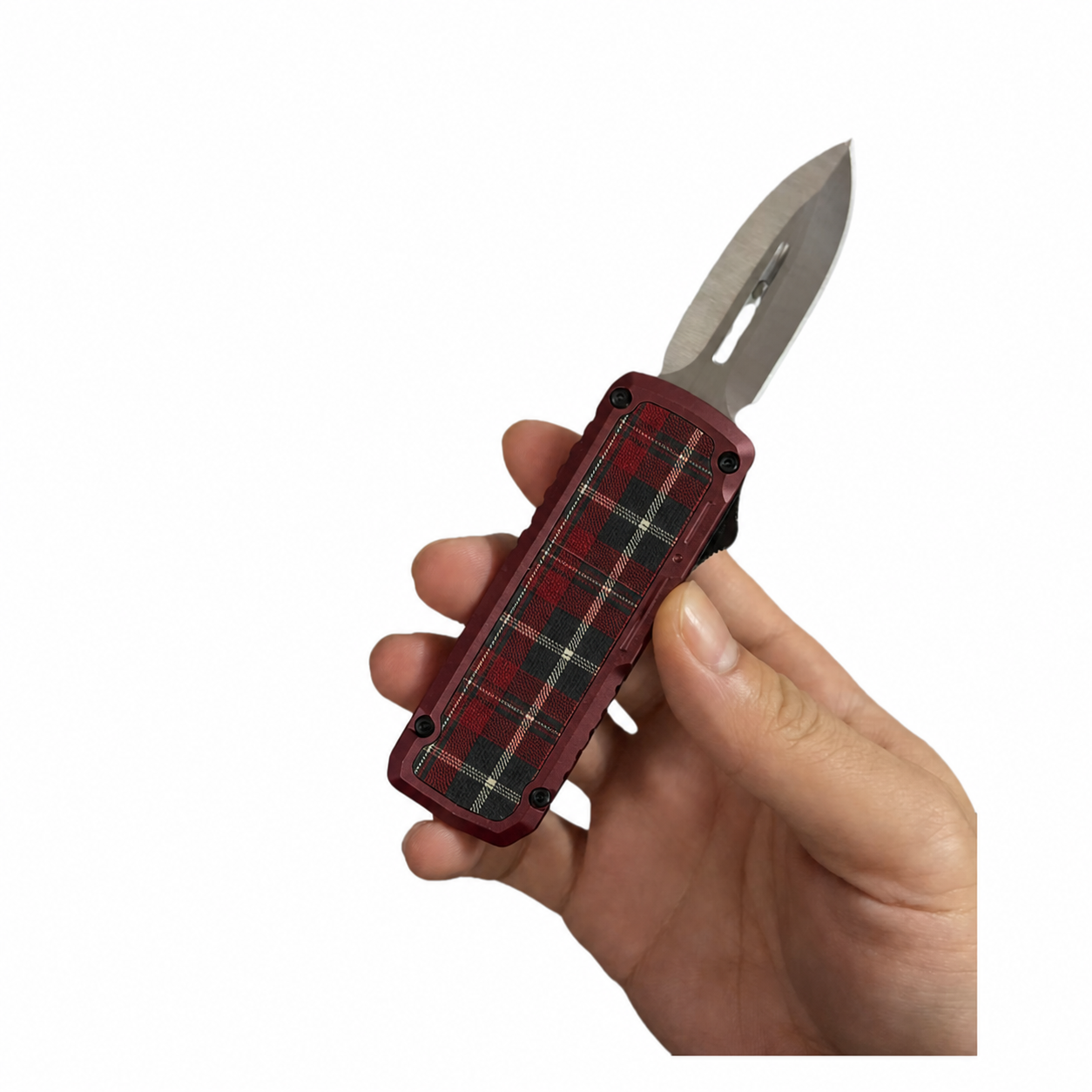 Oxblood Tartan OTF Automatic Knife Oxblood Tartan double-edge OTF automatic knife