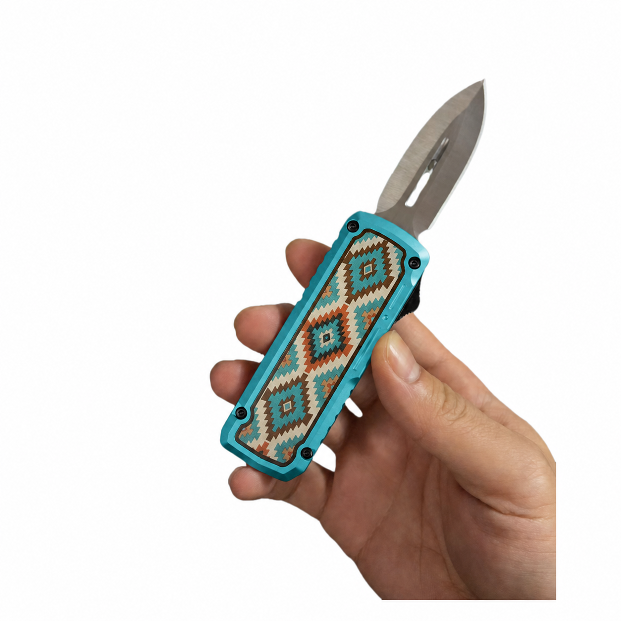 Turquoise Southwest Mosaic OTF Automatic Knife Turquoise Southwest Mosaic double-edge OTF automatic knife