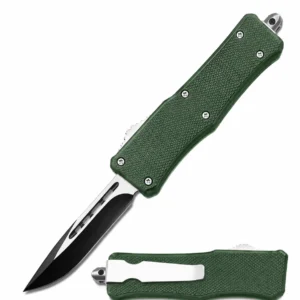 Forest Green Crosshatch Compact OTF Automatic Knife