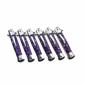 Amethyst Pearl Black Prism Shards Slim OTF Automatic Knife